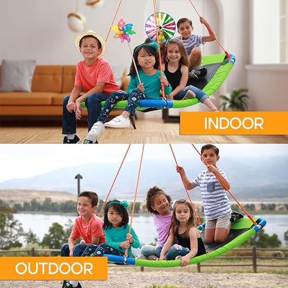 PLATPORTS Platform Swing - Large Rectangle Saucer Swing for Kids and Adults