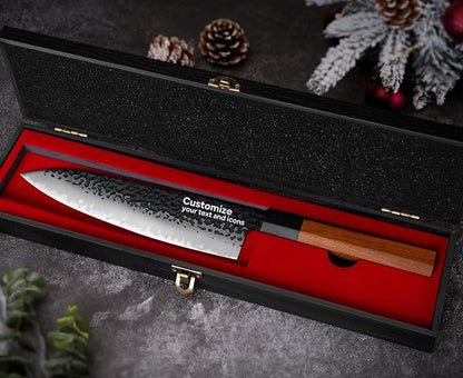 FAMCÜTE Personalized Gifts for Men Engraved Custom Japanese Knife, Hand Forged