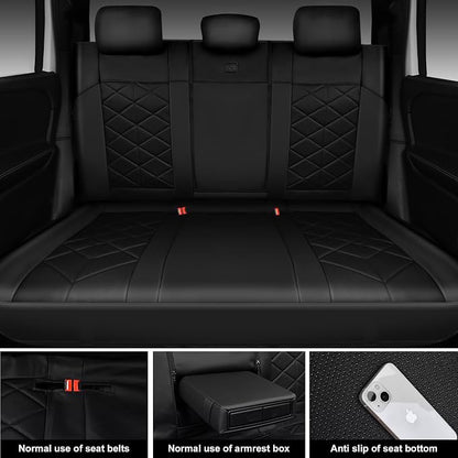CAR PASS Memory Foam Leather Car Seat Covers Full Set, Breathable Perforated Nappa Leather Seat Covers Full Set, Comfort Universal Fit for Most SUV Truck Sedan, Airbag Compatible 5 Seats All Black