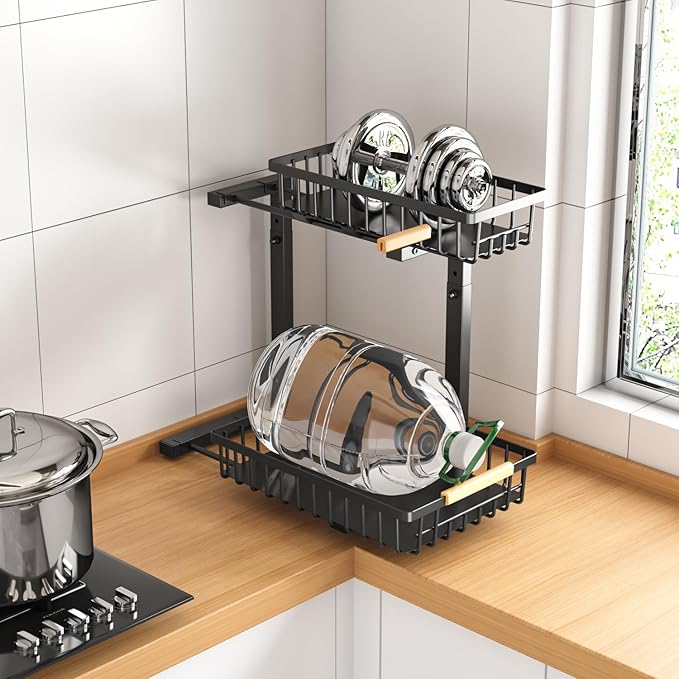 Merrylun Under Sink Organizers, 5 Adjustable Height, Metal Pull Out Under Sink