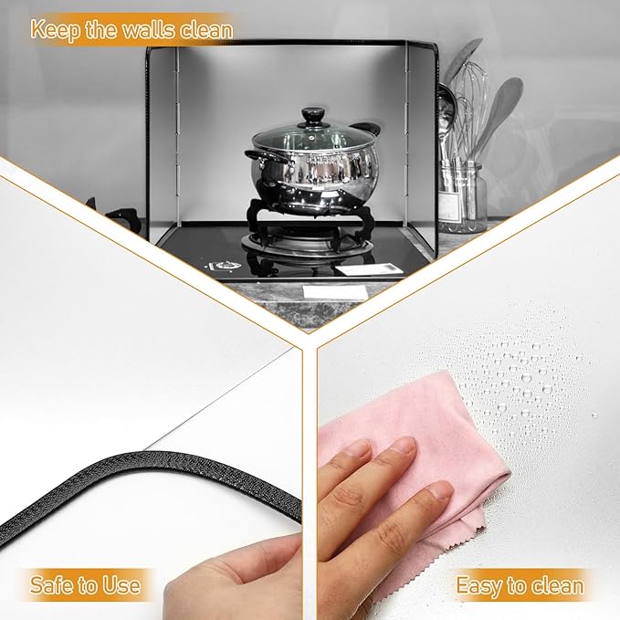 Foldable Stainless Steel Splatter Guard, Oil Splash Protection Backsplash