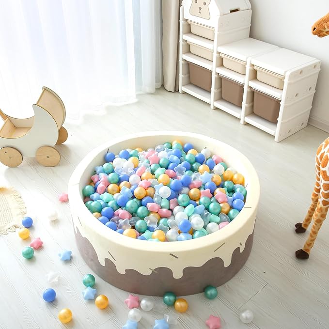 GOGOSO Ball Pit Balls for Toddlers Phthalate-Free BPA-Free Non-Toxic Crush Proof Soft Plastic Play Balls Baby Kids Shape Tent Pool Playhouse Playpen Party Decor, Pink+Green+Gold+Blue+White 100PCS
