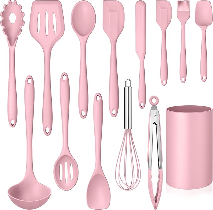 LIANYU 14 Pcs Kitchen Utensils Set, Silicone Cooking Utensils Spatula Set