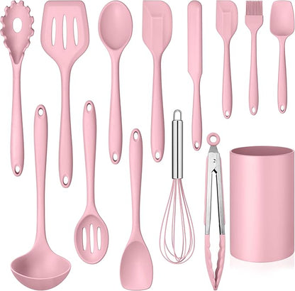 LIANYU 14 Pcs Kitchen Utensils Set, Silicone Cooking Utensils Spatula Set