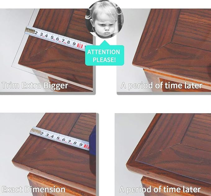 NECAUX Custom 20 x 57 Inch Clear Table Cover Protector, 1.5mm Thick Plastic Waterproof Heavy Duty Table Pad Desk Mat Desk Protector for Coffee Table, Writing Desk, Sofa Table, Media Stand, Countertop