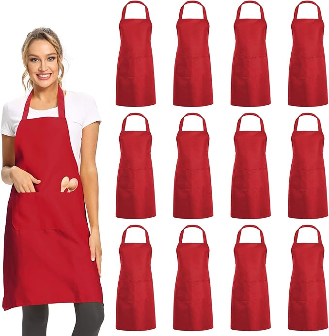 DUSKCOVE 12 Pack Plain Bib Aprons
