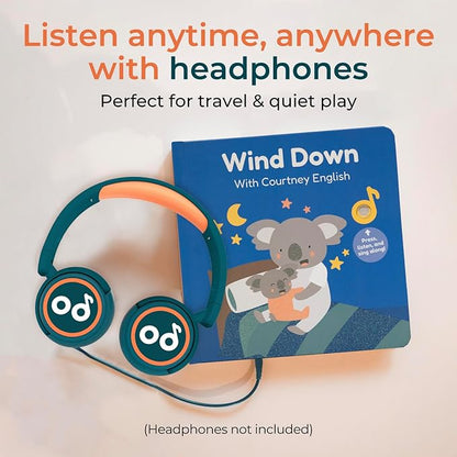 Cali’s Books Wind Down – USB-C Rechargeable Baby Book for Toddlers 1-3, Headphone Jack, Expert-Designed Bedtime Musical Book with Gentle Activities and Affirmations for a Calming Nightly Routine