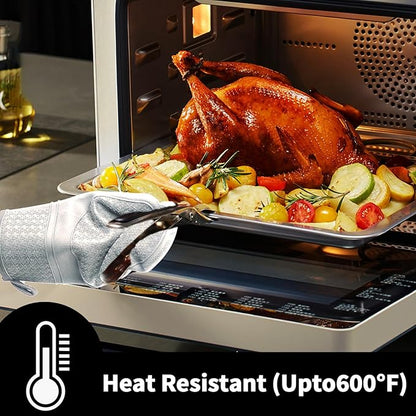 Hovico Silicone Oven Mitts, Heat Resistant 500F Kitchen Mitts 2PCS, 11.6"
