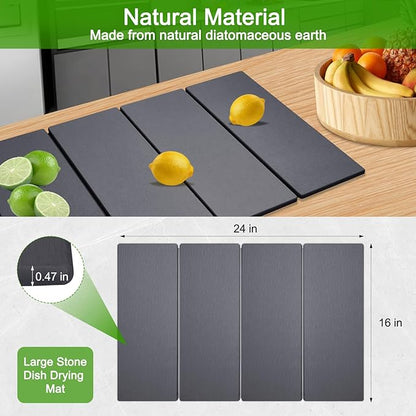 Large Dish Drying Mat for Kitchen Counter, Heat-resistant Mat, Diatomaceous