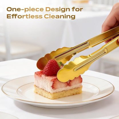 4 Pack Stainless Steel Serving Tongs, 9 Inch Gold Salad Tongs Serving Utensils