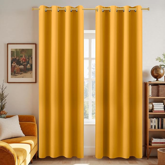 KOUFALL Yellow Curtains 96 Inches Long