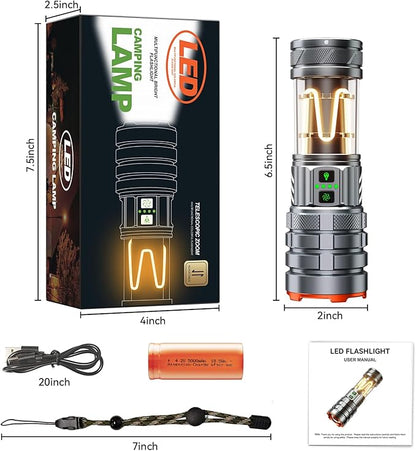 Camping Flashlights,90000 Lumens 5000mAh Super Bright High Lumens Rechargeable Flashlight with 11 Modes,Waterproof,Adjustable LED Multi-Flashlight for Car,Outdoor,Camping,Walking,Tactical