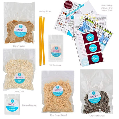BAKETIVITY Kids Baking DIY Activity Kit - Bake Delicious Healthy Gluten Free Granola Bars with Pre-Measured Ingredients – Best Gift Idea for Boys and Girls Ages 6-12