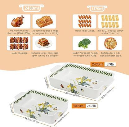 ACMLIFE Ceramic Casserole Dish Set, Ceramic Baking Dish