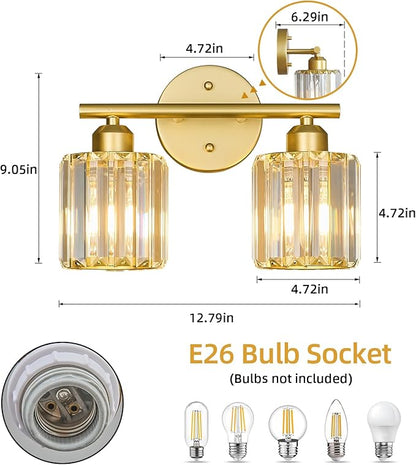 FDPBY Modern 2 Light Crystal Vanity Light, Compatible