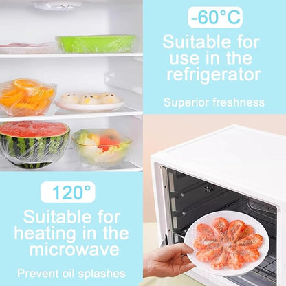 500pcs Plastic Bowl Covers Elastic Reusable Food Covers Outdoor Thickend