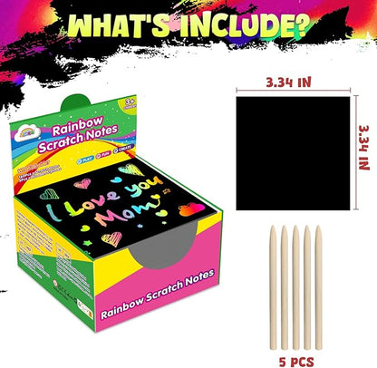 ZMLM 165 Rainbow Scratch Paper Art Crafts Mini Notes Kids Gifts 4 5 6 7 8 9 10 Years Old Girls Boys Students Teens Classroom Prizes School Supplies Birthday Party Travel Toy Activity