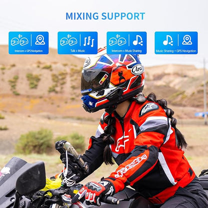 FreedConn FX Plus Motorcycle Helmet Bluetooth Headset, Auto-Join Mesh Network