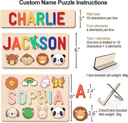 Personalized Name Puzzle for Kids, Wooden Puzzles for Toddlers 1-3, Custom Baby Toddler Toys for 1 Year Old, Personalized Christmas Birthday Gifts