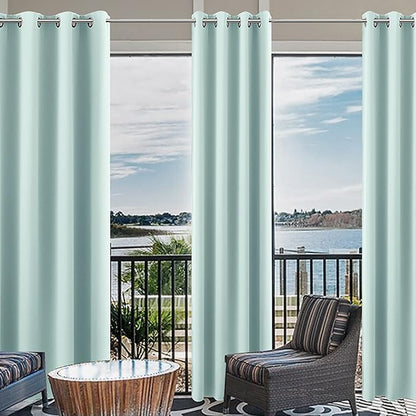Aqua Curtains 96 Inches Long for Bedroom Beach Room Decor 2 Panel Set Cooling