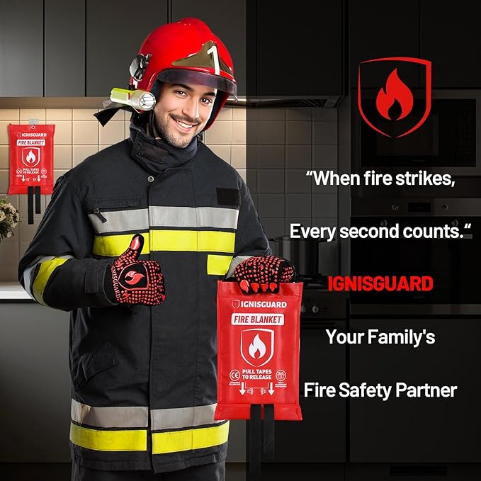 Emergency Fire Blanket for Home and Kitchen, 1-Pack 40"x40", Fiberglass Fire Blankets Emergency for Home BBQ Grill Camping Car Office Warehouse Picnic Fireplace Fireproof Survival Safety