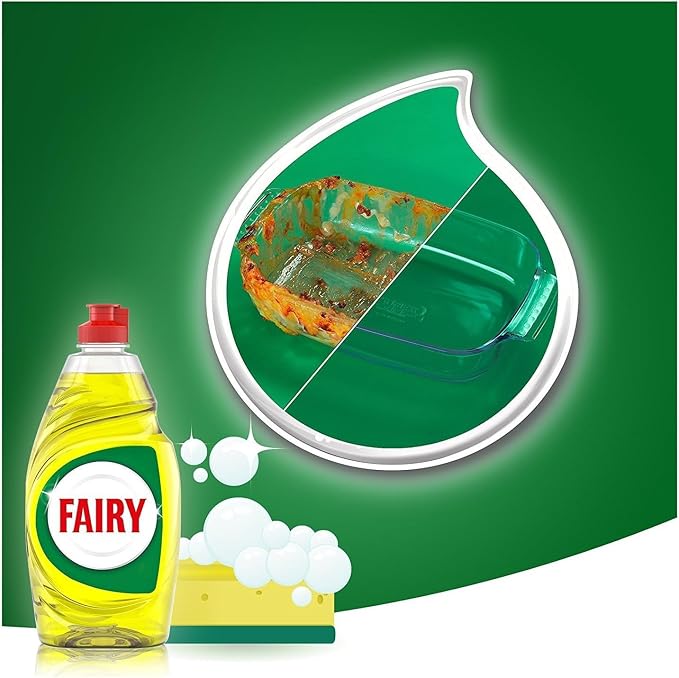 Fairy Original Lemon Washing Up Liquid | Pack of 2 x 320 ml | Dishes Grease Cleaner