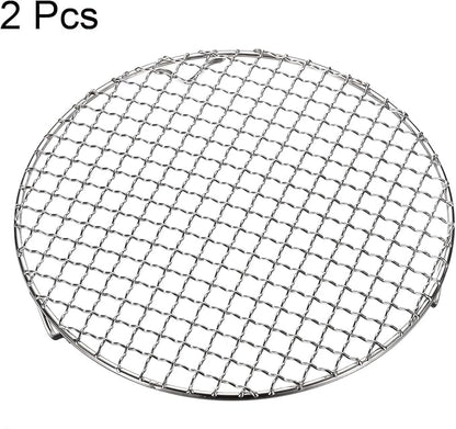 HARFINGTON 2pcs Round Cooking Rack 9.4-inch 201 Stainless Steel Cross Wire Barbecue Grill Net with 20mm Legs for Cooking Baking Steaming BBQ
