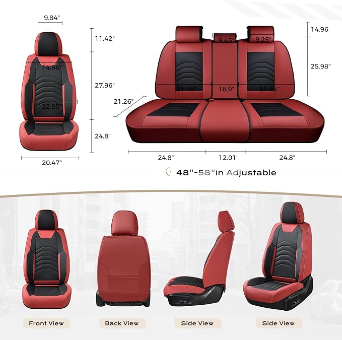Coverado Front Seat Covers for Cars, 2 Pack Faux Leather Car Seat Covers, Waterproof Automotive Seat Covers Driver Car Seat Protector Car Seat Cushion Universal Fit for Most Cars Trucks SUV, Red&Black
