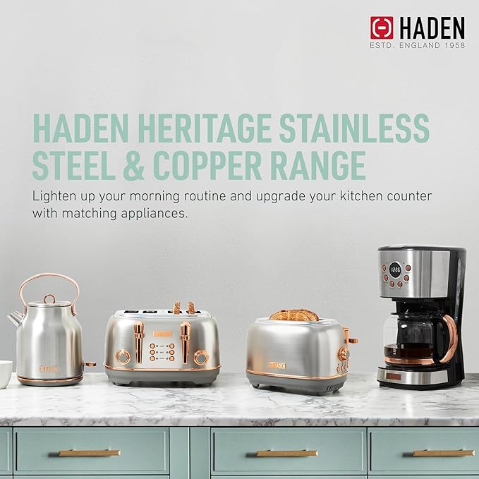 Haden Heritage 4 Slice Wide Slot Stainless Steel Toaster