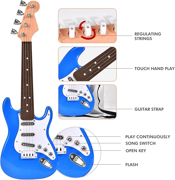 16inch Mini Guitar Toy for Kids and Beginners, Electric Guitar with Strap for Toddlers and Boys and Girls Instrument Toys