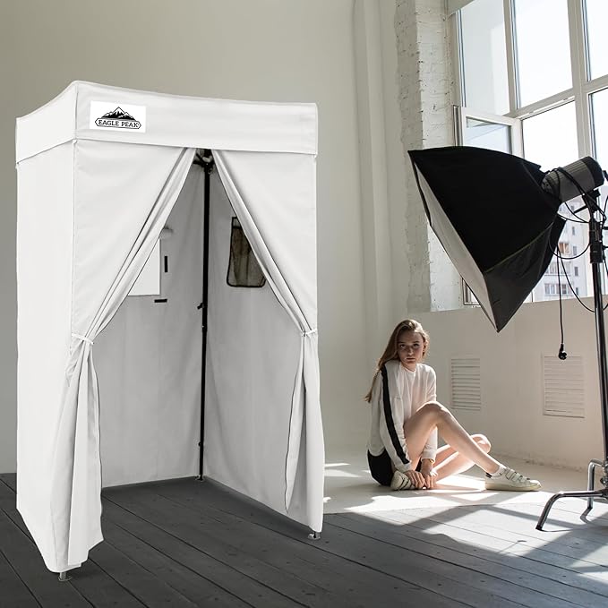 EAGLE PEAK Flex Compact 4x4 Pop-up Canopy Changing Room, Portable Privacy Dressing Room for Indoor Fashion Photoshoots, Camping, or Pool, White