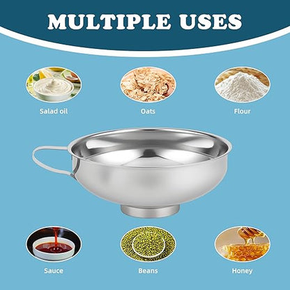 Stainless Steel Wide-mouthed Kitchen Funnel, 2 Sets