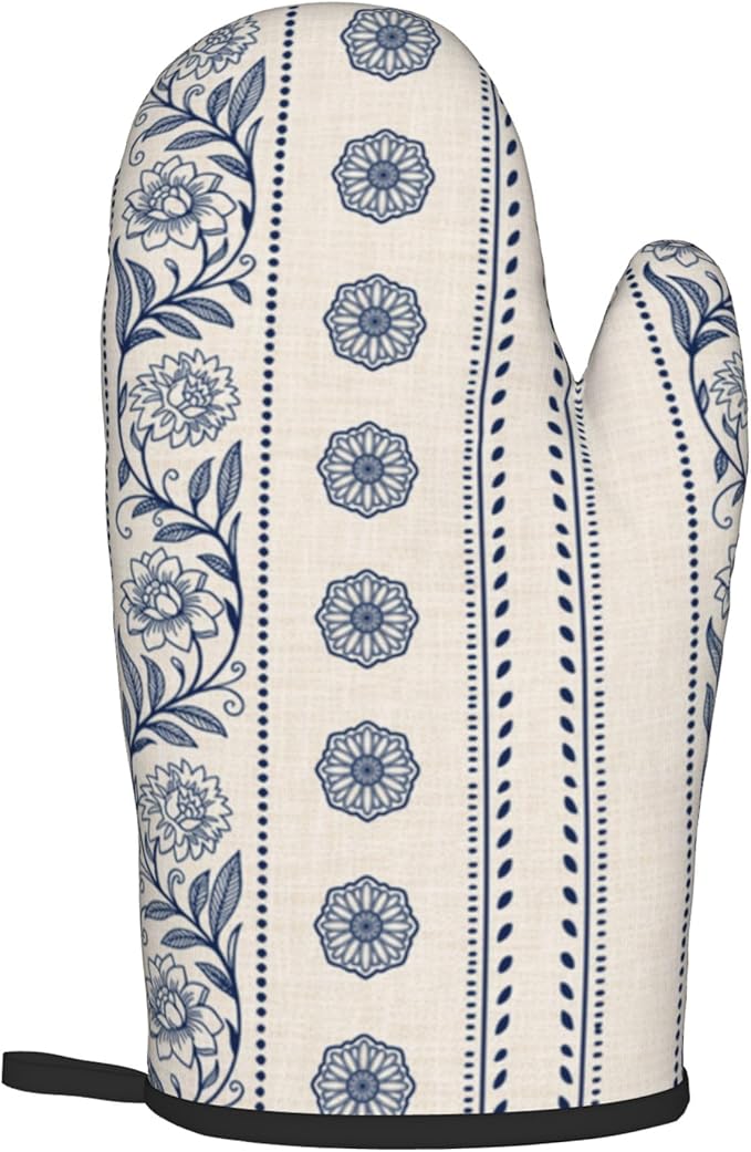 Boho Oven Mitts Set – Vintage Floral Pot Holders Kitchen Gloves