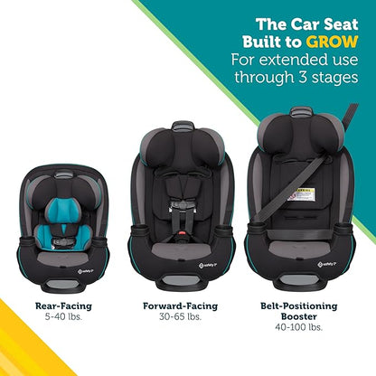 Safety 1st Grow and Go All-in-One Convertible Car Seat, Rear Facing, 5-40 lbs, Forward Facing (30–65 lbs), High Back Booster Seat 40-100 pounds, Iron Frost