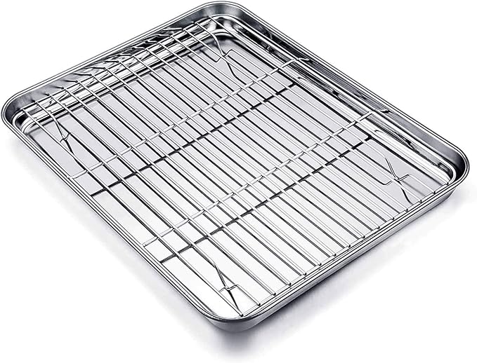 TeamFar Baking Tray and Rack Set, Stainless Steel Baking Pan Cookie Sheet