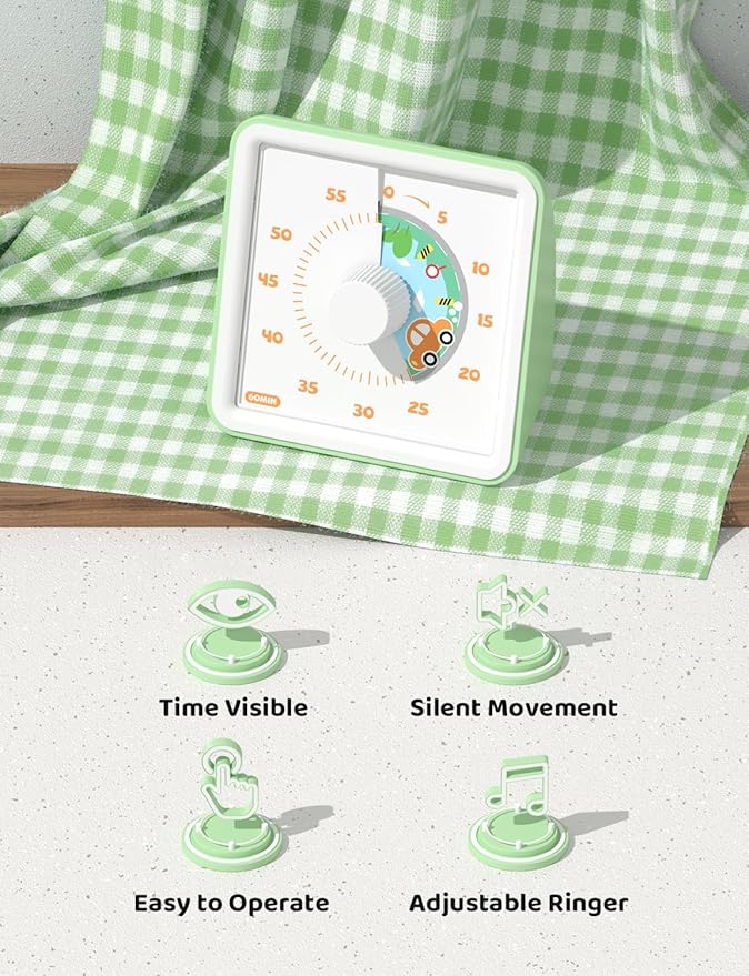 LIORQUE 60 Minute Visual Timer for Kids, Visual Countdown Timer for Classroom