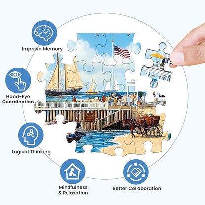 Jigsaw Puzzles 300 Pieces for Adults White Villa Puzzle 300 Pieces Adult Puzzles Games for Kids Ages 8-10 10-12 Recycled Cardboard Puzzle Pieces Family Challenging Game 20.5x15IN