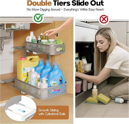 2 Pack 19.3IN-Depth Under Sink Organizer