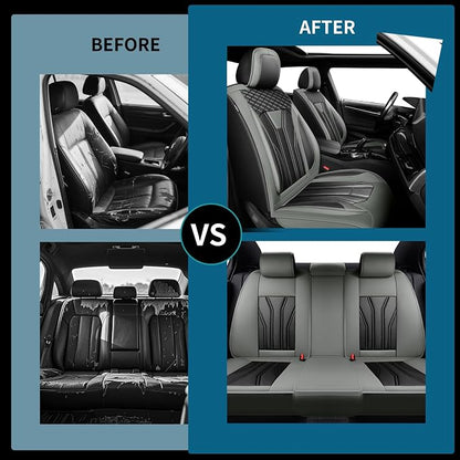 Fit Gladiator Car Seat Covers for Jeep Gladiator 2020-2025 2026 -Full Set Premium Leather, Waterproof & Breathable，All-Weather Seat Cushion Protecto & Airbag Compatible, 2 Front Seat Gray