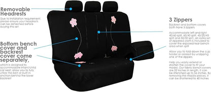 FH Group Full Set Cloth Car Seat Covers, Universal Fit, Low Back Front Seat Covers, Airbag Compatible, Split Bench Rear Seat, Washable Seat Cover For SUV, Sedan, Van, Black
