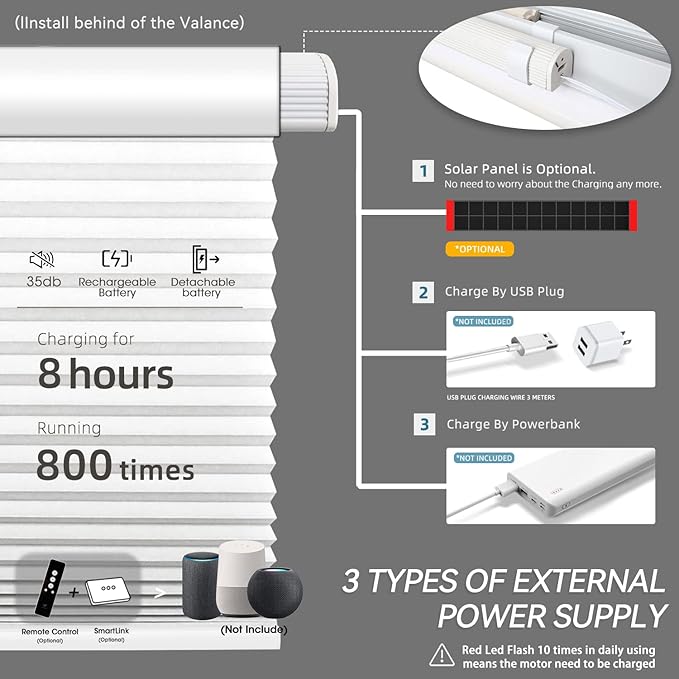 SmartWings Motorized Cellular Shades, Honeycomb Blinds Compatible
