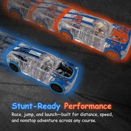 LED Light Up Pull Back Blue Race Car, Toy Vehicle for Kids 3 and Up