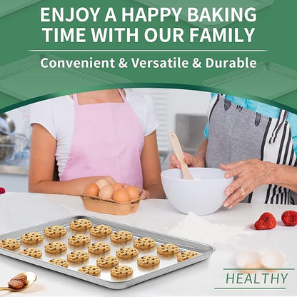 Baking Sheets Set of 2, HKJ Chef Cookie Sheets 2 Pieces & Stainless Steel
