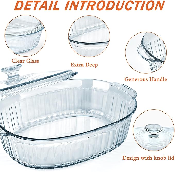Reasim 2.8L/3Qt Glass Casserole Baking Dish