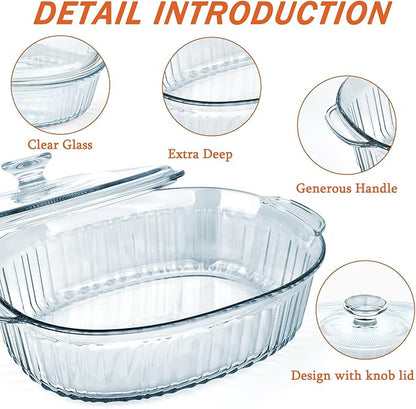 Reasim 2.8L/3Qt Glass Casserole Baking Dish