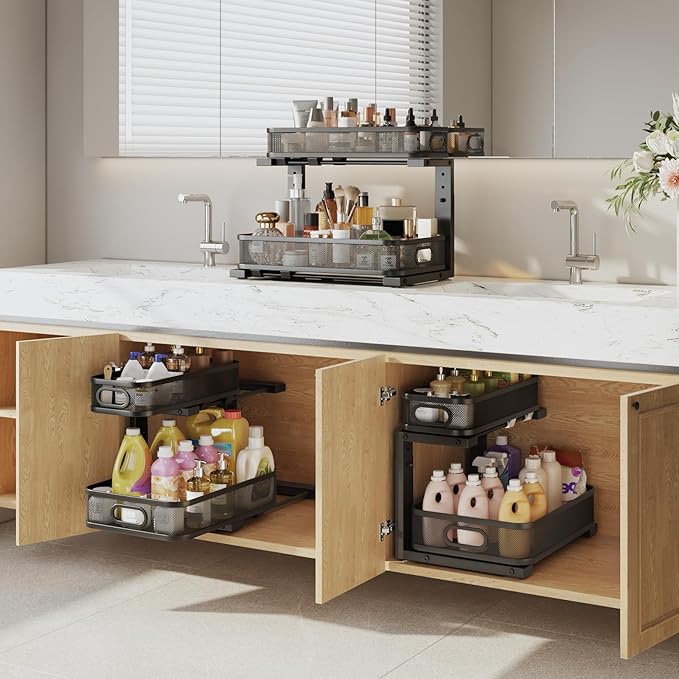 2 Pack 15.7IN-Depth Under Sink Organizer