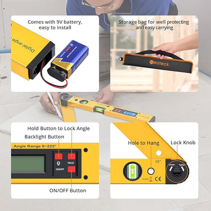 Neoteck 225° 16 inch Digital Angle Finder Aluminum Protractor