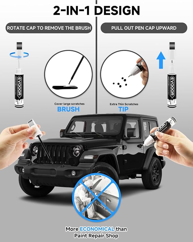 PXJ/KXJ Diamond Black Crystal Pearl Touch Up Paint Compatible with JeepExact Match 2 in 1 Touch up Paint for Chips and Nicks Repair