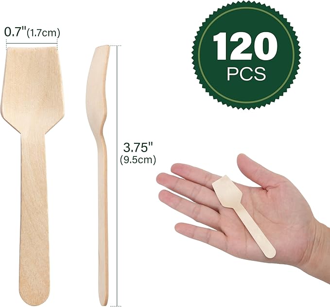 LotFancy Mini Wooden Spoons, Biodegradable and Compostable