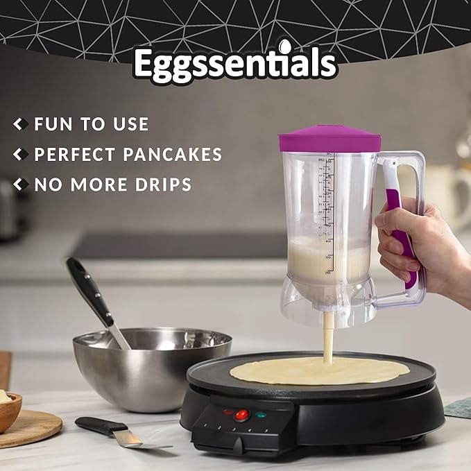 Eggssentials – Batter Dispenser Mess-Free, Squeeze Handle, Waffles & More –